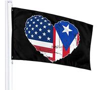 Bandiera 3 X 5 Porto Rico Bandiera USA Cuore 100% Poliestere Bandiere Traslucide Singolo Strato 90 X 150 Cm - Striscione 3' X 5'