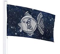 Bandiera 3 X 5 Sagoma Pesce Astratta 100% Poliestere Bandiere Traslucide Singolo Strato 90 X 150 Cm - Striscione 3' X 5'