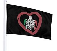 Bandiera 3 X 5 Tartaruga Marina Cuore Italiano 100% Poliestere Singolo Strato Bandiere Traslucide 90 X 150 Cm - Striscione 3' X 5'