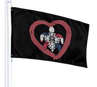Bandiera 3 X 5 Tartaruga Marina Repubblica Dominicana Cuore 100% Poliestere Singolo Strato Bandiere Traslucide 90 X 150 Cm - Striscione 3' X 5'