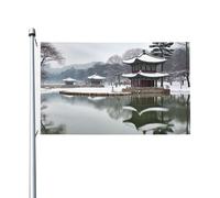 Bandiera 3 x 5Ft Doppio Lato Esterno Giardino Bandiera Verticale Casa Bandiera Corea Inverno Lago Bandiera di Benvenuto Festività Banner Bandiere Decorative Yard Flag per Outdoor Portico Giardini Yard