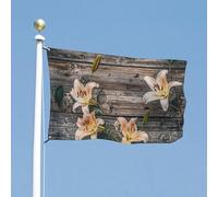 Bandiera 35x59 pollici con gigli su vecchie assi invecchiate, bandiera per casa, divertente striscione per le feste, bandiera verticale bifacciale per esterni, bandiere estive da giardino con occhi