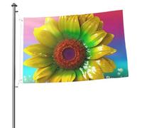 Bandiera 3D colorata con girasole, 6 x 90 cm, bandiera da giardino su entrambi i lati, resistente allo sbiadimento, bandiera per esterni, divertente bandiera per vacanze con occhielli in metallo per