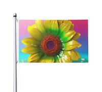 Bandiera 3D colorata con girasole, 9 x 1,5 m, bandiera da giardino su entrambi i lati, resistente allo sbiadimento, bandiera per esterni, divertente bandiera per vacanze con occhielli in metallo per
