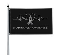Bandiera 3x5 Ft Bandiere per la consapevolezza del cancro al cervello Bandiere del battito cardiaco Striscione dai colori vivaci con occhielli in ottone per decorazioni per interni ed esterni