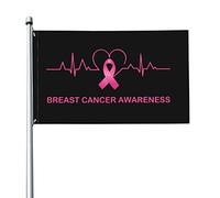 Bandiera 3x5 Ft Bandiere per la consapevolezza del cancro al seno Bandiere del battito cardiaco Striscione dai colori vivaci con occhielli in ottone per decorazioni per interni ed esterni