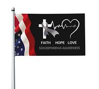 Bandiera 3x5 Ft Bandiere per la consapevolezza della schizofrenia Banner dai colori vivaci con occhielli in ottone per decorazioni per interni ed esterni