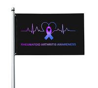 Bandiera 3x5 Ft Bandiere per la consapevolezza dell'artrite reumatoide Bandiere del battito cardiaco Banner a colori vivaci con occhielli in ottone per decorazioni per interni ed esterni