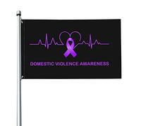 Bandiera 3x5 Ft Bandiere per la sensibilizzazione alla violenza domestica Bandiere per il battito cardiaco Striscione dai colori vivaci con occhielli in ottone per decorazioni per interni ed esterni