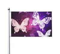 Bandiera 3X5 Ft Bianco Viola Farfalle Bandiera Casa Bandiera Divertente Festività Banner Doppio Lato Verticale Esterna Bandiera Estiva Giardino Bandiere con Occhielli in Ottone Grande Yard Bandiera