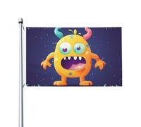 Bandiera 3X5 Ft Cartoon Mostro Colorato Bandiera Casa Bandiera Divertente Vacanza Banner Doppio Lato Verticale Esterna Bandiera Estiva Giardino Bandiere con Occhielli in Ottone Grande Yard Bandiera
