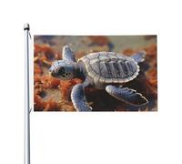 Bandiera 3X5 Ft Cut Baby Sea Turtle Flag House Flag Funny Holiday Banner Double Sided Vertical Outdoor Flag Summer Garden Bandiere con occhielli in ottone Grande Yard Bandiera per esterni Indoor Home