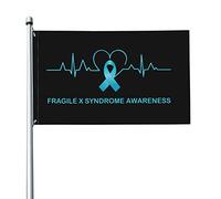 Bandiera 3x5 Ft Fragile X Syndrome Awareness Bandiere del battito cardiaco Banner dai colori vivaci con occhielli in ottone per decorazioni per interni ed esterni
