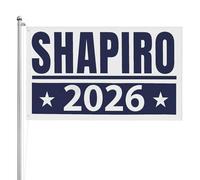 Bandiera 3x5 FT Josh Shapiro per il governatore della Pennsylvania 2026 Bandiere da giardino Shapiro per il governatore per esterni Cartelli da giardino bifacciali a 3 strati Senza asta portabandiera
