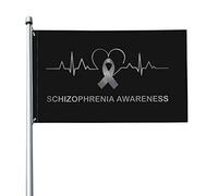 Bandiera 3x5 Ft Schizofrenia Awareness Bandiere del battito cardiaco Banner dai colori vivaci con occhielli in ottone per decorazioni per interni ed esterni