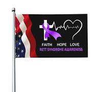 Bandiera 3x5 Ft Sindrome di Rett AWARENESS Bandiere dai colori vivaci con occhielli in ottone per decorazioni per interni ed esterni