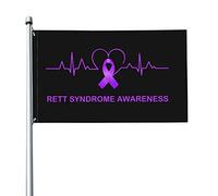 Bandiera 3x5 Ft Sindrome di Rett Consapevolezza Bandiere del battito cardiaco Banner dai colori vivaci con occhielli in ottone per decorazioni per interni ed esterni