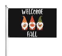 Bandiera 3x5 Happy Fall per decorazioni esterne su entrambi i lati Autunno Zucca Gnomo Bandiera Banner Divertente bandiera stagionale del Ringraziamento con occhielli in metallo Senza supporto pe