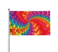 Bandiera 3x5 piedi primavera estate arcobaleno per esterni, striscione rosso tie-dye con occhielli in poliestere, personalizzata, decorazione per la casa, giardino, cortile, prato, veranda.