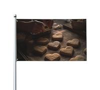 Bandiera 3x5 piedi Primavera Estate Biscotti da esterno pronti da cuocere Striscione con occhielli in poliestere Personalizzato Giardino Casa Decorazione per la casa Vacanze per Cortile Prato Veranda