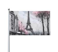 Bandiera 3x5 piedi primavera estate per esterni dipinto a olio Parigi Torre Eiffel striscione con occhielli in poliestere personalizzato giardino casa decorazione per la casa vacanze per cortile prato