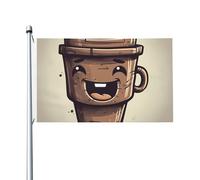 Bandiera 3x5ft Banner Decorazione Bandiera Esterna Caffè Colorato Tazza di Acqua Bandiera 200D Pesante Cortile di Benvenuto Bandiere Poliestere Yard Bandiere Grandi per Interni Esterni Decorazione