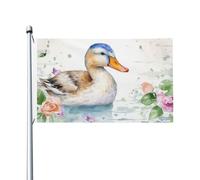 Bandiera 3x5Ft Doppio Lato Esterno Giardino Bandiera Verticale Casa Bandiera Acquerello Anatra Benvenuto Bandiera Vacanza Banner Bandiere Decorative Yard Flag per Outdoor Portico Giardini Yard Decor