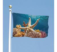 Bandiera 47x70 in conchiglie stelle marine e coralli creature sottomarine bandiera bandiera della casa divertente striscione festivo bandiera verticale bifacciale per esterni bandiere da giardino e