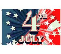 Bandiera 4Th Of July Memorial Vintage Patriotic Strip And Star American Usa Stagione Bandiera Tessuto Da Esterno Striscione All'Aperto, Per Balcone, All'Aperto Al Coperto, Giardino, 90x150cm