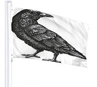 Bandiera 4x6 FT Animale Schizzo di Volare Corvo Nero Corvo Bandiere per Esterni Grande Benvenuto Cortile Striscioni Casa Giardino Cortile Prato Decor