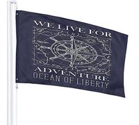 Bandiera 4x6 FT Rosa dei venti retrò Bussola Mappa del volante Avventura oceanica Bandiere all'aperto Grandi striscioni per cortile di benvenuto Giardino di casa Decorazione per prato Blu na