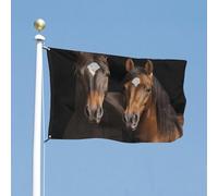Bandiera 61 x 88,9 cm bandiere da cortile a doppia faccia Due cavalli in piedi su sfondo nero Bandiera da giardino Bandiere di benvenuto per esterni Festività Banner con occhielli in ottone Bandiera