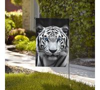 Bandiera 71 x 40 cm, decorazione per esterni, bandiera resistente con tigri dagli occhi blu, bandiera da cortile in poliestere 200D con 2 occhielli per interni ed esterni, per vacanze tutte le