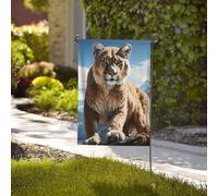 Bandiera 71 x 40 cm, decorazione per esterni, resistente, bandiera pantera leone di montagna bandiera da cortile in poliestere 200D con 2 occhielli per interni ed esterni banner da giardino per