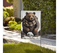 Bandiera 71 x 40 cm, decorazione per esterni, resistente, rustica, per logge, orso, bandiera da cortile in poliestere 200D, con 2 occhielli per interni ed esterni, per vacanze tutte le stagioni