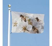 Bandiera 88,9 x 150 cm bandiere da cortile a doppia faccia api intorno ai fiori bandiera da giardino bandiere di benvenuto per esterni festivo banner con occhielli in ottone bandiera per casa