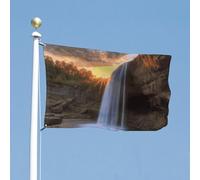 Bandiera 88,9 x 150 cm bandiere da cortile a doppia faccia cascata al tramonto bandiera da giardino bandiere di benvenuto per esterni festivo banner con occhielli in ottone bandiera casa primavera