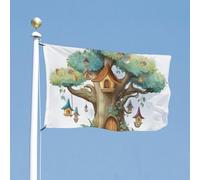 Bandiera 89 x 150 cm bandiere da cortile a doppia faccia carino albero delle fate bandiera da giardino bandiere di benvenuto per esterni festivo banner con occhielli in ottone bandiera casa primavera