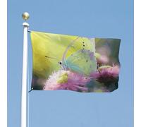 Bandiera 89 x 150 cm bandiere da cortile a doppia faccia gialla farfalla bandiera da giardino bandiere di benvenuto per esterni festivo banner con occhielli in ottone bandiera casa primavera estate