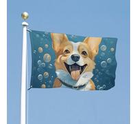 Bandiera 89 x 150 cm bandiere da giardino a bolle e corgi bandiera da giardino bandiere di benvenuto per esterni festivo banner con occhielli in ottone bandiera casa primavera estate grande bandiera