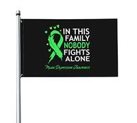 Bandiera 9,1 x 1,5 m In questa famiglia Nessuno combatte da solo Bandiere di consapevolezza della depressione maniacale Striscione dai colori vivaci con occhielli in ottone per decorazioni per intern