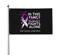Bandiera 9,1 x 1,5 m In questa famiglia Nessuno combatte da solo Bandiere per la consapevolezza del cancro orale Striscione dai colori vivaci con occhielli in ottone per decorazioni per interni ed es