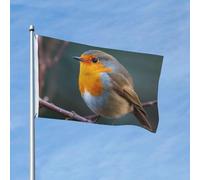Bandiera 90 x 150 cm, decorazione da giardino, resistente, con pettirosso sul ramo bandiera per esterni con 2 occhielli bandiere di benvenuto per vacanze tutte le stagioni