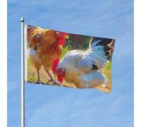 Bandiera 90 x 150 cm, decorazione per esterni, resistente bandiere da giardino con pittura di pollo, bandiera da cortile in poliestere 200D con 2 occhielli per interni ed esterni, per vacanze tutte le
