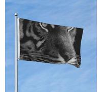 Bandiera 90 x 150 cm, decorazione per esterni, resistente bandiere da giardino in bianco e nero con tigri bandiere in poliestere 200D con 2 occhielli per interni ed esterni, per vacanze tutte le