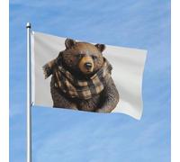 Bandiera 90 x 150 cm, decorazione per esterni, resistente, bandiere da giardino, rustiche, per logge, orso, striscione in poliestere 200D, con 2 occhielli per interni ed esterni, per vacanze tutte le