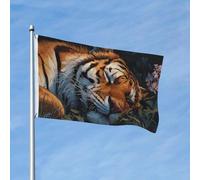 Bandiera 90 x 150 cm, decorazione per esterni, resistente bandiere da giardino, tigri sdraiate, bandiere da cortile in poliestere 200D, con 2 occhielli per interni ed esterni, per vacanze tutte le