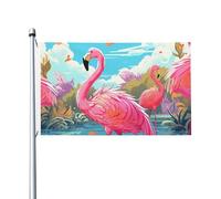 Bandiera 90 x 152 cm a doppia faccia per decorazione esterna bandiere fenicottero uccello bandiera 200D pesante giardino bandiere occhielli in ottone intestazione tela esterno cortile banner per