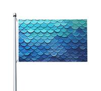 Bandiera 90 x 152 cm Doppia faccia Banner Decorazione Bandiere Esterne Oceano Mare Blu Sirena Scala di Pesce Bandiera 200D Pesante Giardino Bandiere in Ottone Occhielli in Tela Intestazione Esterno