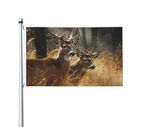 Bandiera 90 x 152 cm Double Sided Banner Decorazione Bandiera Esterna Natura Animali Selvaggi Cervi Bandiere 200D Pesanti Giardino Bandiere in Ottone Occhielli in Tela Intestazione Esterno Cortile
